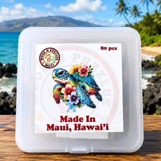 Colorful Sea Turtle Wooden Puzzle – Unique 80-Piece Gift Made on Maui