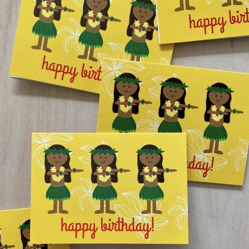 Matsumoto Studio Colorful / Happy Birthday Hula Dancers Hawaiian Greeting Cards · Matsumoto Studio