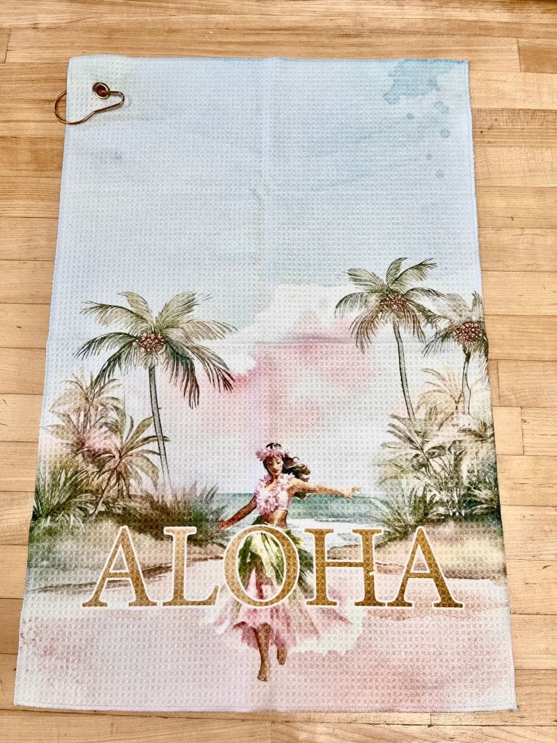Maui's Finest Gifts Aloha Hula Dancer Golf Tee Towel