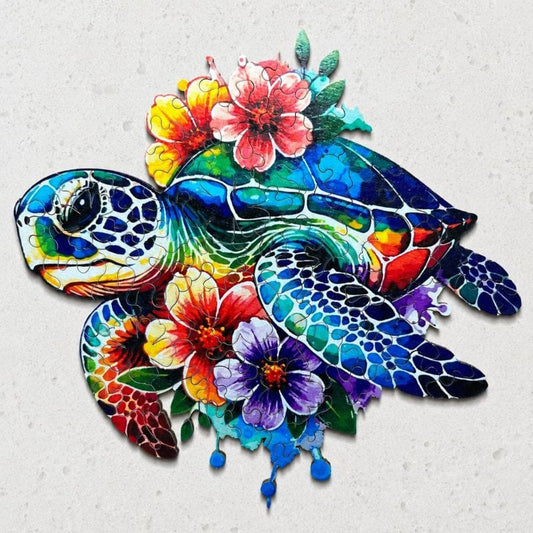 Maui's Finest Gifts Colorful Sea Turtle Wooden Puzzle – Unique 80-Piece Gift Made on Maui