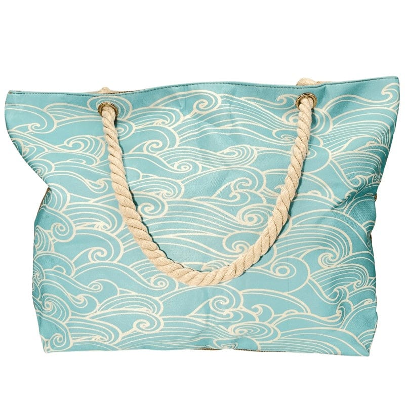Waves Beach Tote · Cream on Turquoise*