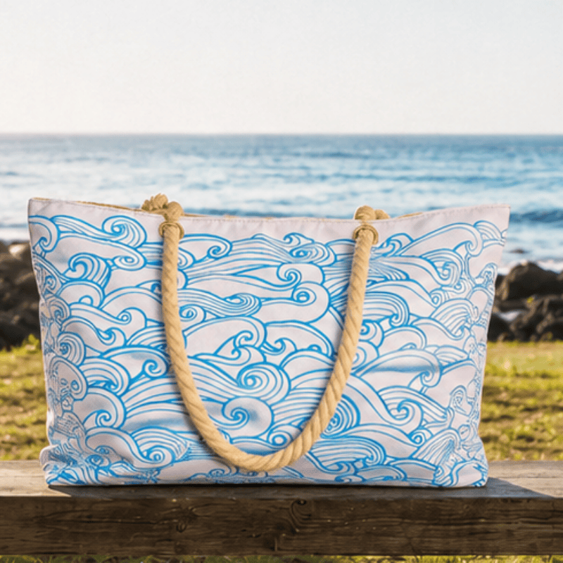 Waves Beach Bag ∙ Blue on White*