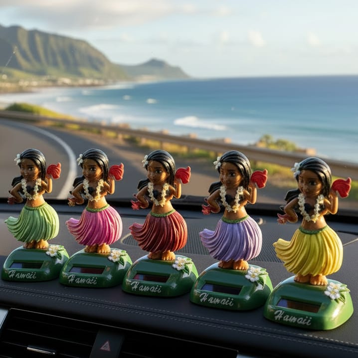 Maui's Finest Gifts Solar-Powered Dancing Hula Doll Desk or Dashboard Decor