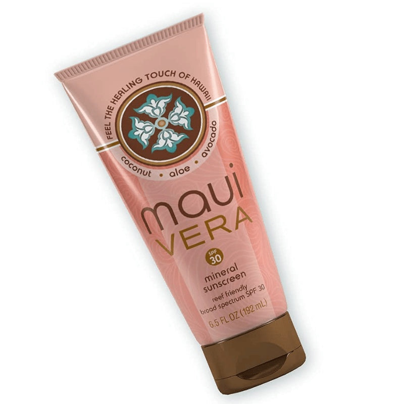 Maui Vera sunscreen tube on a white background