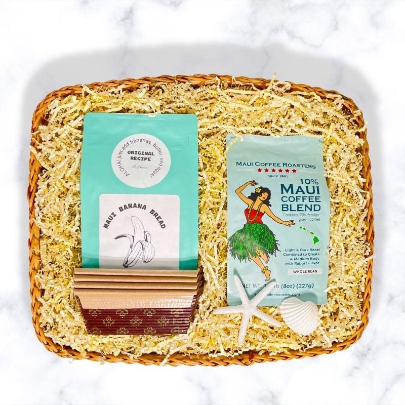 Mauis Finest Gifts Hawaii Banana Bread Mix & Maui Coffee · Family Baking Gift Set