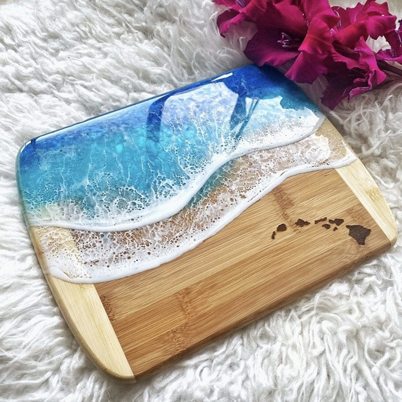 Mauis Finest Gifts Hawaii Hawaiian Islands Serving & Charcuterie Board Resin Art ∙ Large
