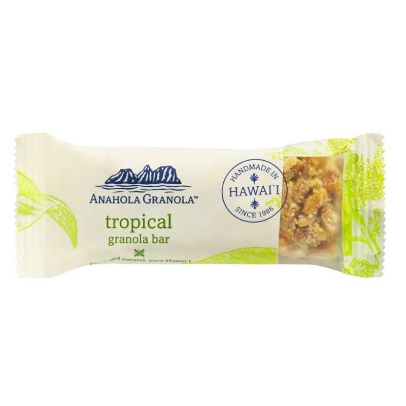 Anahola Granola tropical granola bar packaging on a white background